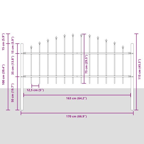 Градска ограда Бяло 170 x 140 см Прахово боядисана стомана