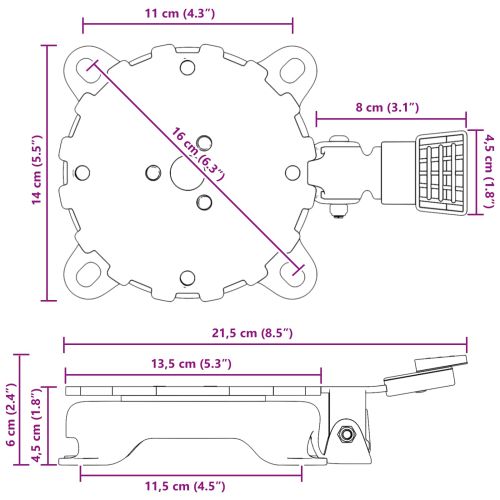 Основа за чадър Сребрист 23 x 14 x 6 см