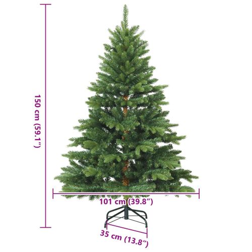 Изкуствено коледно дърво с хингед с поставка Зелен 150 cm