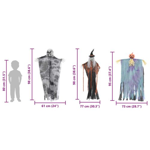 Висящ призрак за Хелоуин 3 pcs Многоцветен 61 x 97 см Полиестер