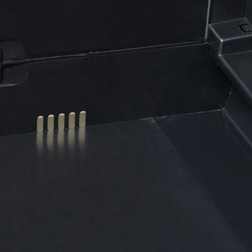 Градински шкаф за съхранение с 4 рафта, черно и сиво