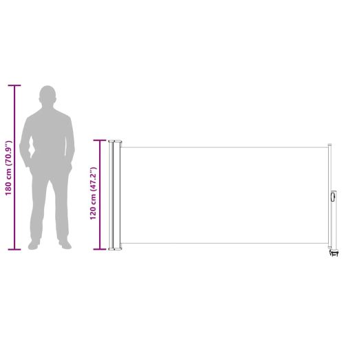 Прибираща се дворна странична тента, 120x300 см, червена