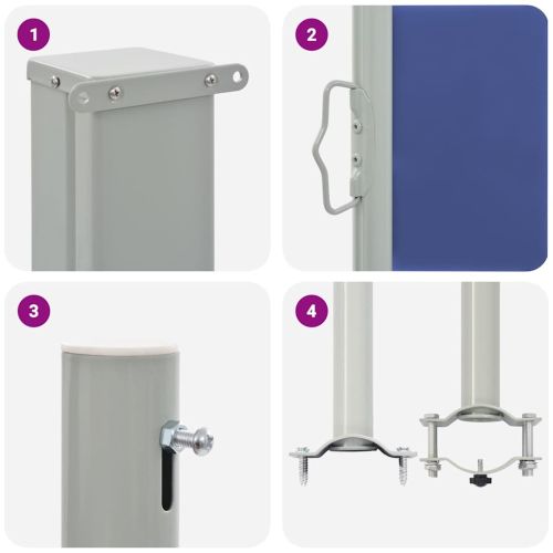 Прибираща се дворна странична тента, 60x300 см, синя