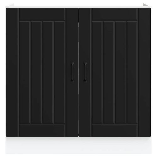 Шкаф за мивка, Lucca, черен, инженерно дърво