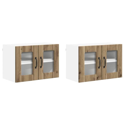 Стенен стъклен шкаф LUCCA 2 pcs Дъб артизан 60 x 31 x 40 см