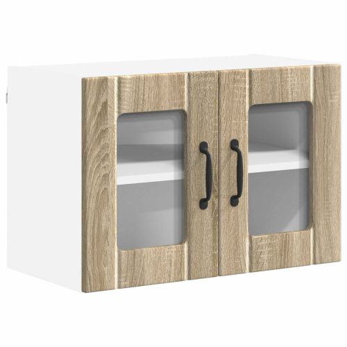 Стенен стъклен шкаф LUCCA 2 pcs Дъб сонома 60 x 31 x 40 см