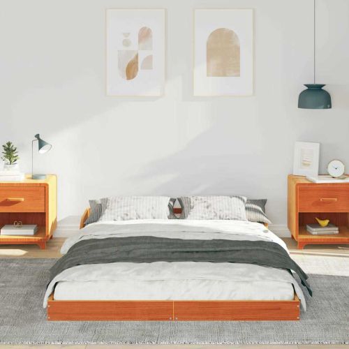 Рамка за легло Кафяво с восъчно покритие 140 x 190 cm