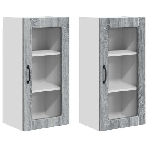 Кухненски шкаф 2 pcs Сив Сонома 40 x 31 x 80 см Инженерно дърво