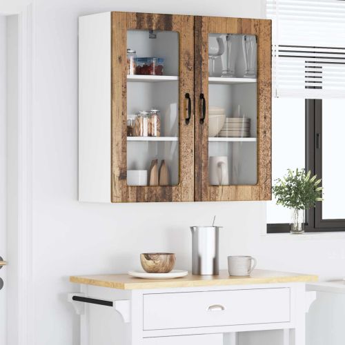 Стенен стъклен шкаф Lucca 2 pcs Старо дърво 40 x 31 x 80 см
