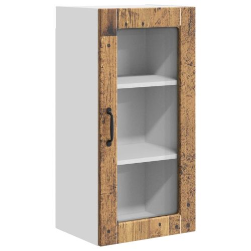 Стенен стъклен шкаф Lucca 2 pcs Старо дърво 40 x 31 x 80 см