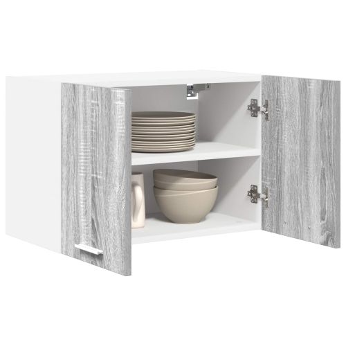 Висящ шкаф с врата 2 pcs Сив Сонома и бяло 60 x 31 x 40 см