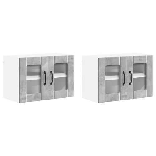 Стенен стъклен шкаф Lucca 2 pcs Бетонно сиво 60 x 31 x 40 см