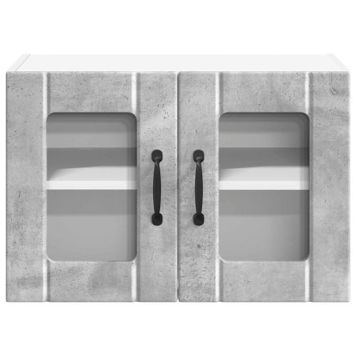 Стенен стъклен шкаф Lucca 2 pcs Бетонно сиво 60 x 31 x 40 см