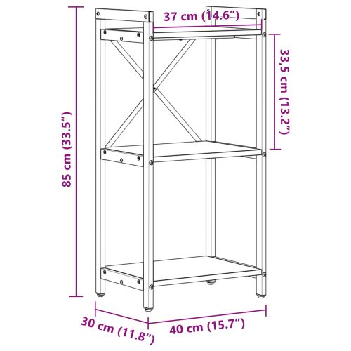 Рафт за книги Сив сонома 40 x 30 x 85 см Инженерно дърво