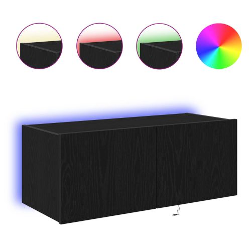 TV стенен шкаф 80 x 35 x 31 cm Черния дъб Инженерна дървесина