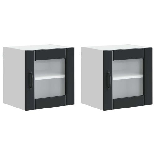 Стенен стъклен шкаф LUCCA 2 pcs Черно 40 x 31 x 40 см