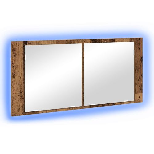 LED Огледало за Съхранение Старо дърво 100 x 12 x 45 см