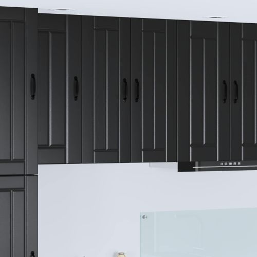 Кухненски шкаф 2 pcs Черно 30 x 31 x 80 см Инженерно дърво