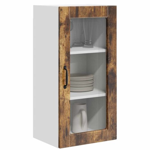 Стенен стъклен шкаф LUCCA 2 pcs Опушен дъб 40 x 31 x 80 см