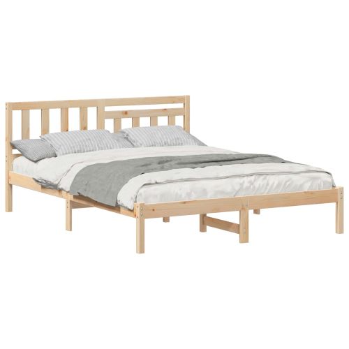 Рамка за легло Кафяво 140 x 200 cm Солидно борово дърво