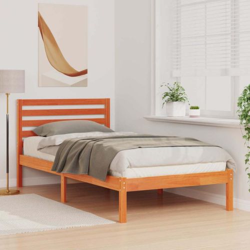 Рамка за легло с таблото Кафяво с восъчно покритие 90 x 200 cm