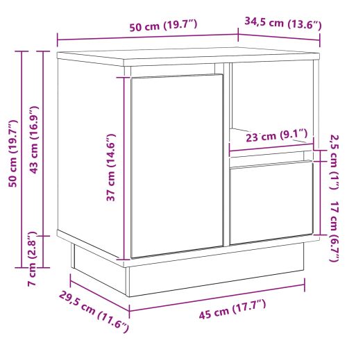 Нощен шкаф 2 бр. Димян дъб 50 x 34,5 x 50 см.