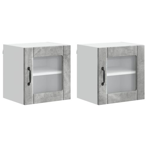 Стенен стъклен шкаф Lucca 2 pcs Бетонно сиво 40 x 31 x 40 см