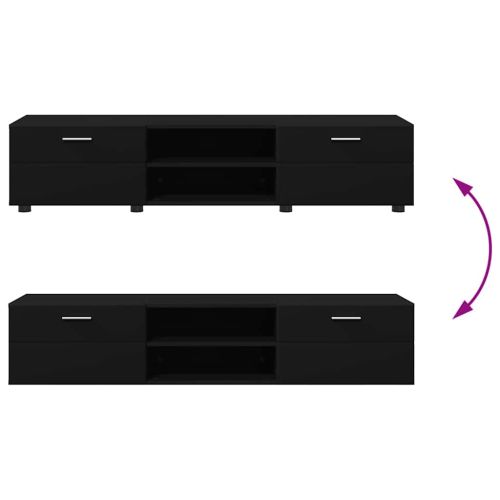 Комплект ТВ шкаф с чекмедже FLORIN 3 pcs Черно Инженерно дърво