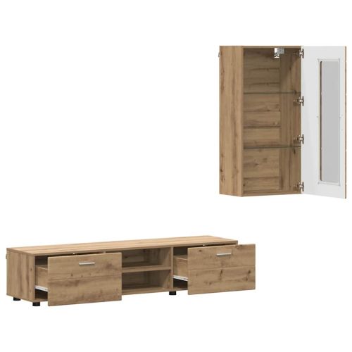 Комплект ТВ шкаф с чекмедже FLORIN 3 pcs Дъб Инженерно дърво