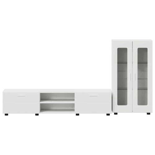 Комплект ТВ шкаф с чекмедже с рафт FLORIN Бяло Инженерно дърво
