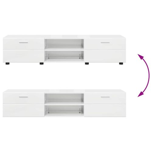 Комплект ТВ шкаф с чекмедже FLORIN Лъскаво бяло Инженерно дърво