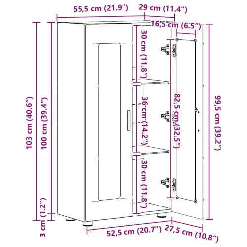 Служебен шкаф FLORIN Черно 55,5 x 29 x 103 см Инженерно дърво