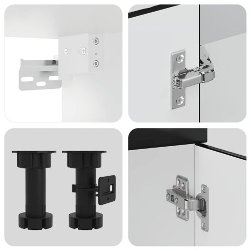 Комплект кухненски шкафове, 7 части, "Porto", черно инженерно дърво