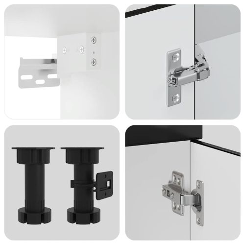 Комплект кухненски шкафове от 8 части "Porto", черно инженерно дърво