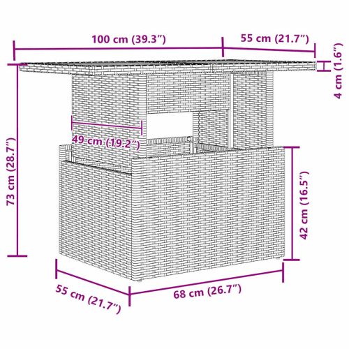 Градински Софа Комплект със съхранение 9 pcs Сив Полиратан