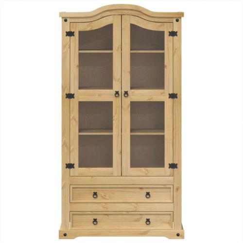Стъклен шкаф витрина Corona 99x43x187 см бор масив