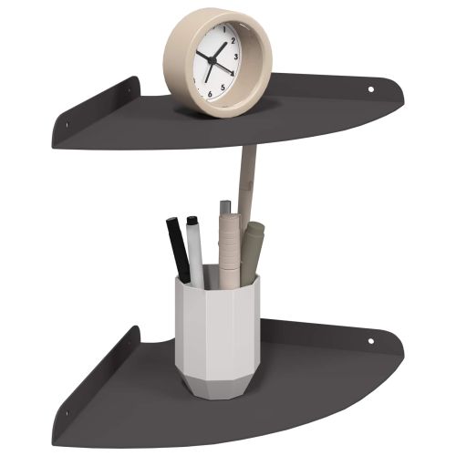 Плаващ рафт за ъгъл с рафт 2 pcs Черен 24 x 24 x 2 см