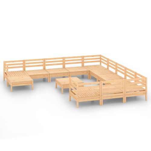 Градински лаундж комплект, 13 части, бор масив