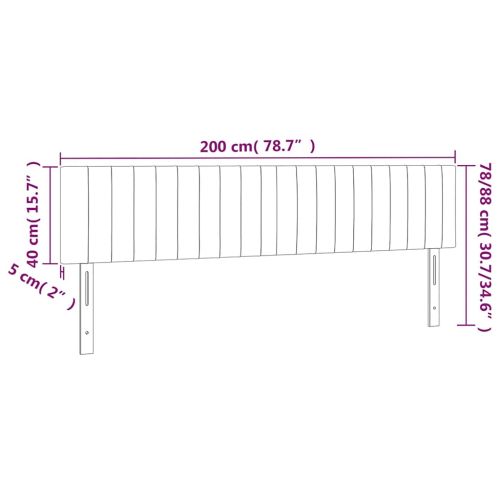 LED горна табла за легло, тъмнозелена, 200x5x78/88 см, кадифе
