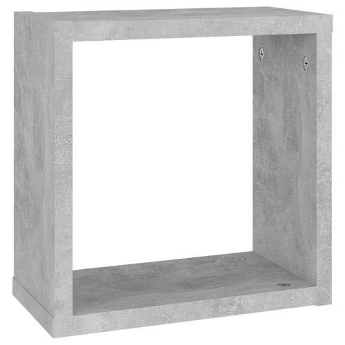 Стенни кубични рафтове, 4 бр, бетонно сиви, 30x15x30 см