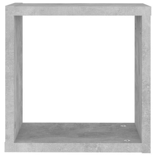 Стенни кубични рафтове, 4 бр, бетонно сиви, 30x15x30 см