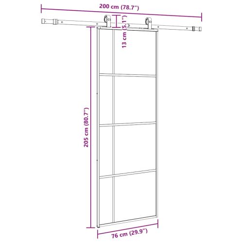 Плъзгаща се врата с обков черна 76x205 см ESG стъкло