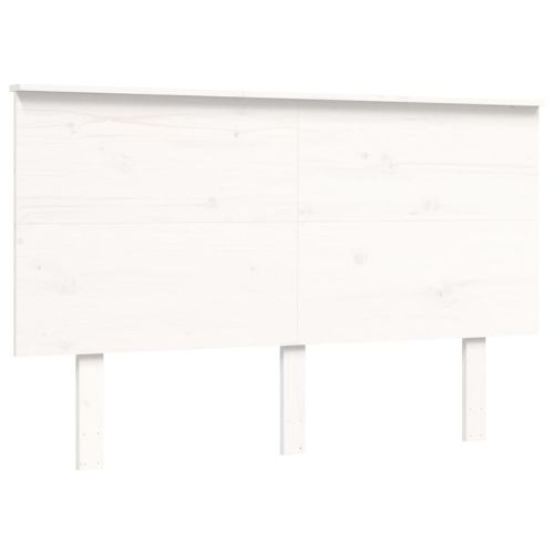 Легло за възрастни с табла, бяло, 120x200 см, масивно дърво