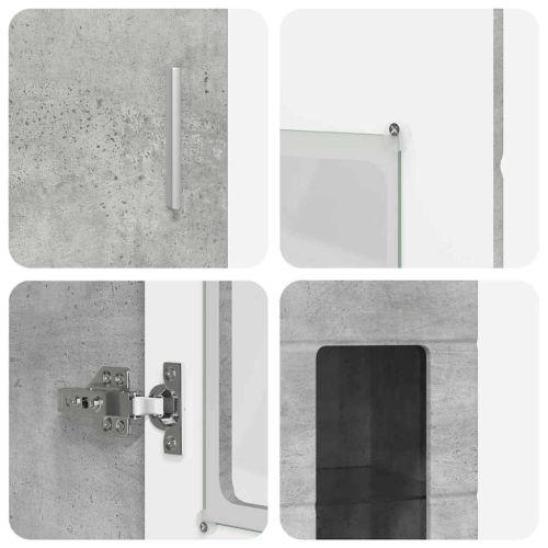 Висок шкаф с рафт FLORIN Циментено сиво 60 x 35 x 182 см