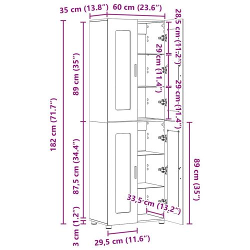 Висок шкаф FLORIN Димян дъб 60 x 35 x 182 см Инженерно дърво