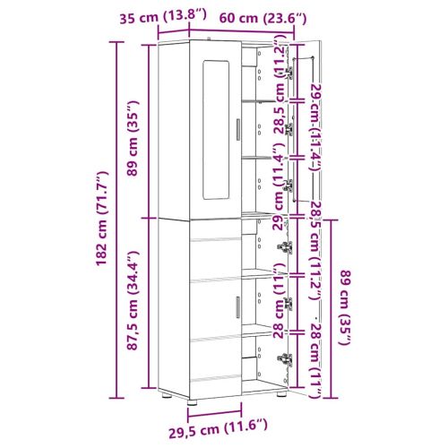 Висок шкаф FLORIN Сонома дъб 60 x 35 x 182 см Инженерно дърво