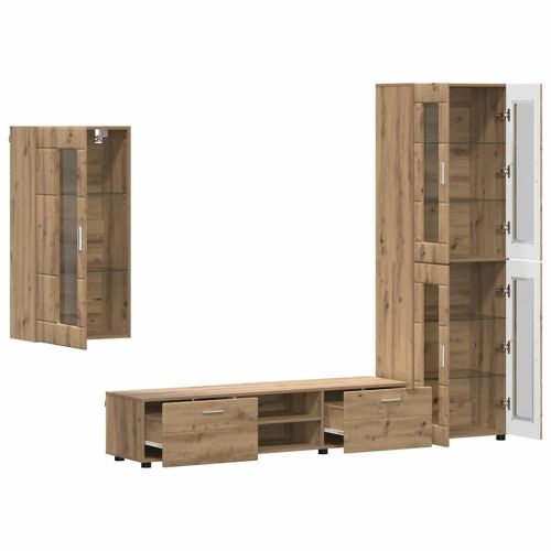 Комплект ТВ шкаф с чекмедже FLORIN 3 pcs Дъб Инженерно дърво