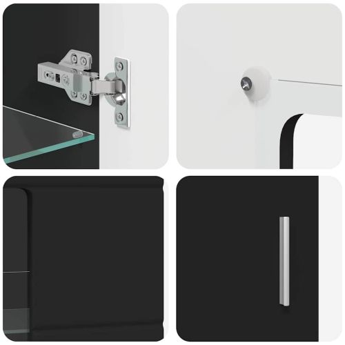 Комплект ТВ шкаф с чекмедже с рафт FLORIN Черно Инженерно дърво