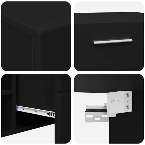 Комплект ТВ шкаф с чекмедже с рафт FLORIN Черно Инженерно дърво