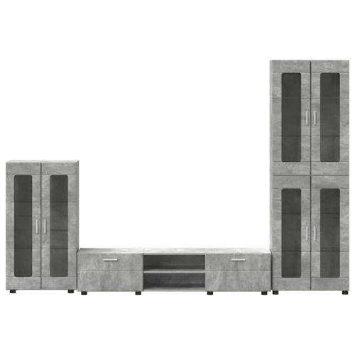 Комплект ТВ шкаф FLORIN 3 pcs Циментено сиво Инженерно дърво